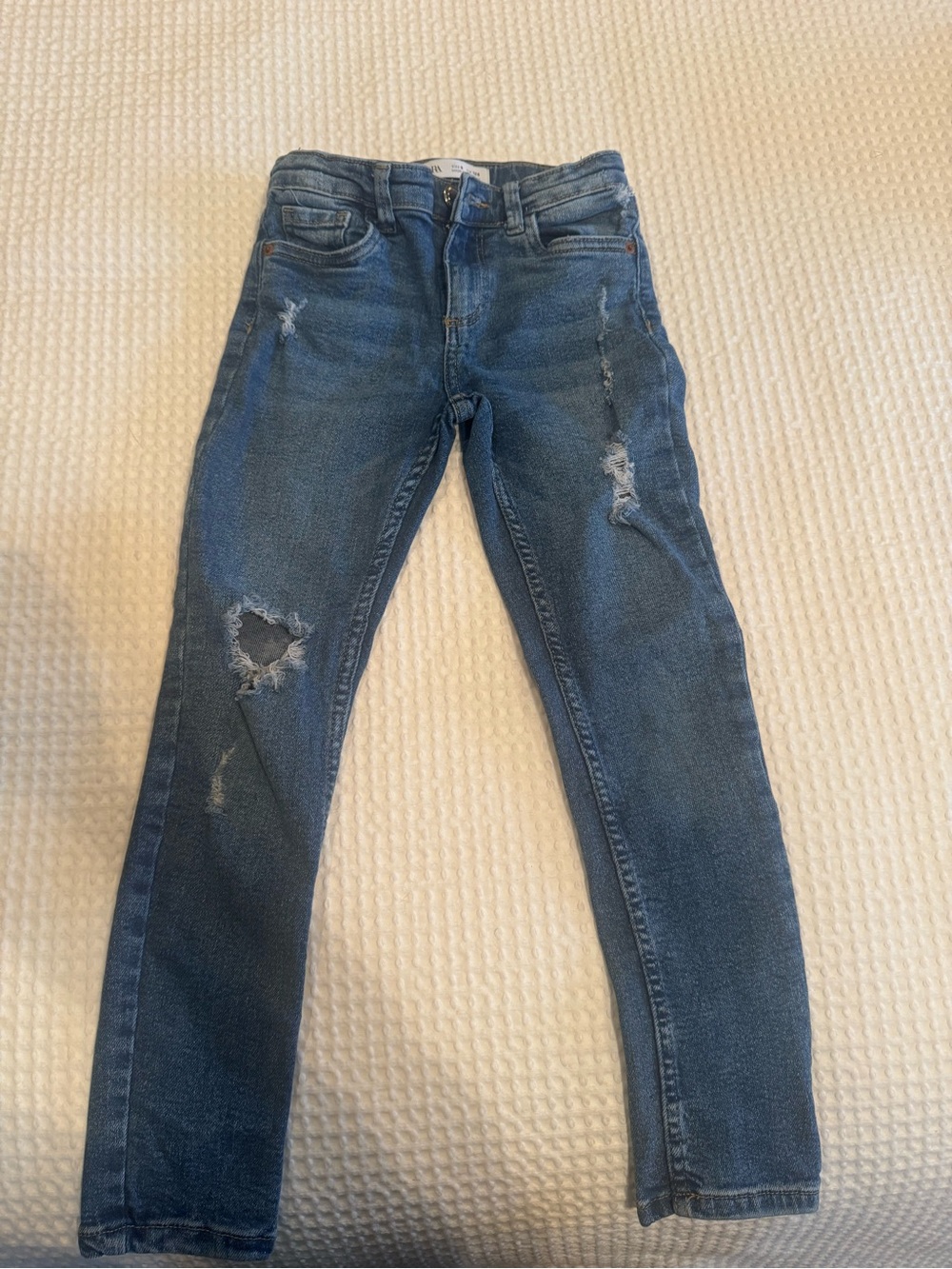 Classic Distressed Girls’ Blue Denim Jeans